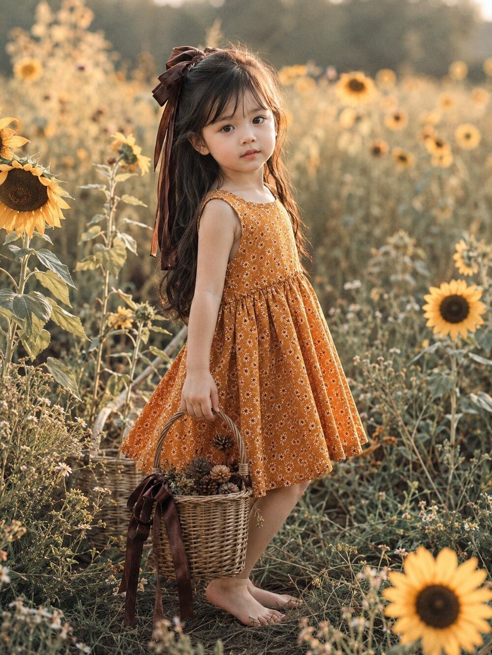 New Twirling Through Sunflowers Flowy Golden Harvest Dress 4T